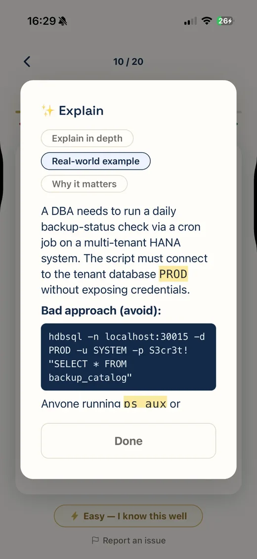 Explication IA présentant un exemple concret avec un bloc de code